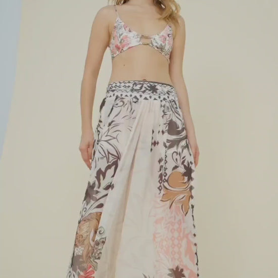 Pantalon palazzo bota ancha estampado